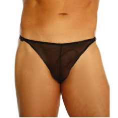 Heren string doorschijnend zwart