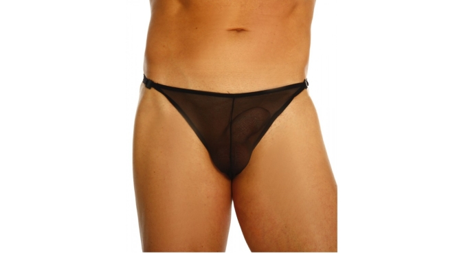 Heren string doorschijnend zwart