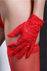 Handschoenen kort model rood kant OS