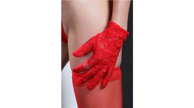 Handschoenen kort model rood kant OS