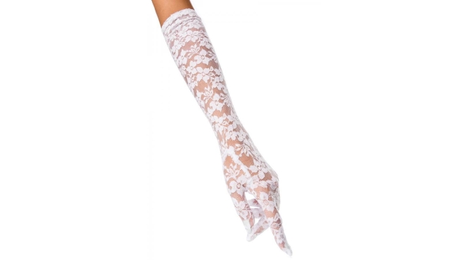 Lange witte kanten handschoenen