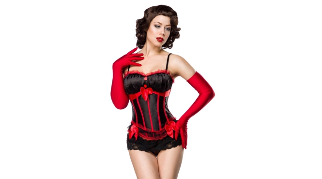 Zwart- rood Burlesque corset