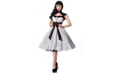 Rockabilly-jurk wit/zwart stip