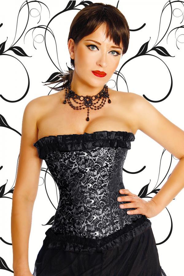 Halfborst corset zwart-zilver