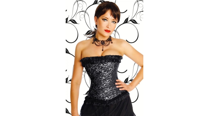 Halfborst corset zwart-zilver