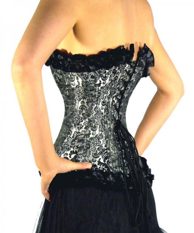 Halfborst corset zwart-zilver
