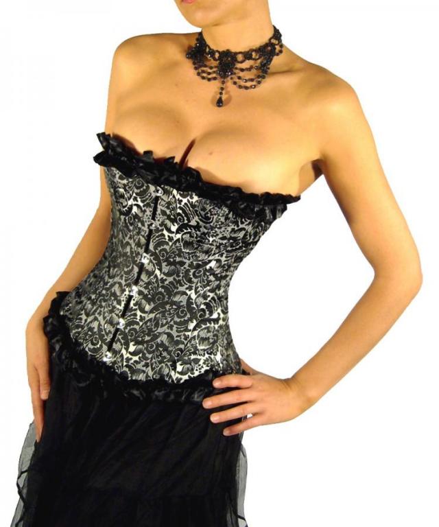 Halfborst corset zwart-zilver