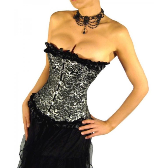 Halfborst corset zwart-zilver