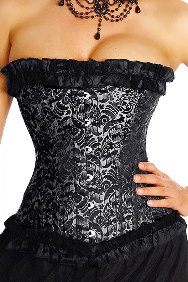 Halfborst corset zwart-zilver