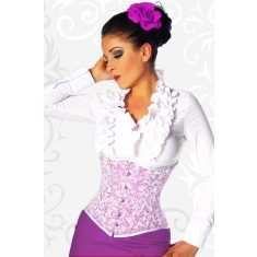 Onderbust brokaat corset wit-roze