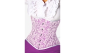 Onderbust brokaat corset wit-roze