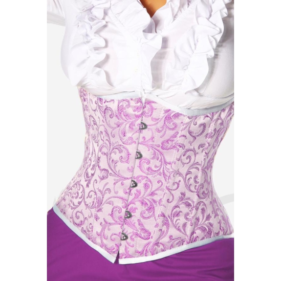 Onderbust brokaat corset wit-roze