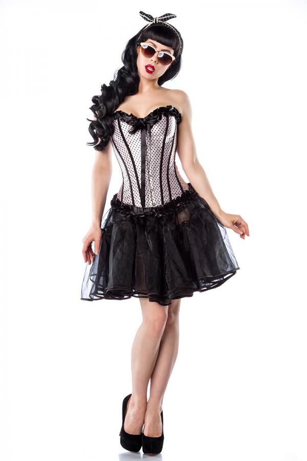 Rockabilly corset zwart-wit gestipt