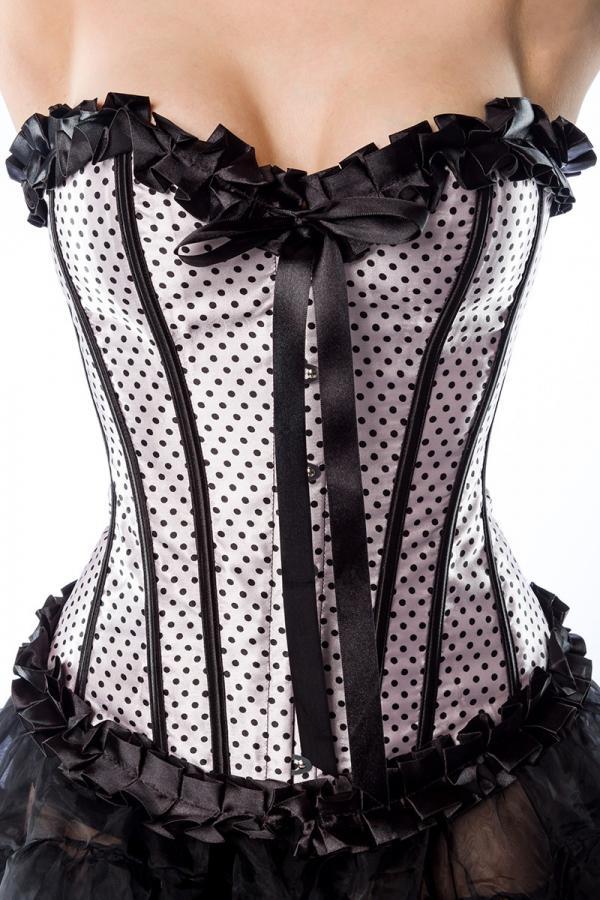 Rockabilly corset zwart-wit gestipt