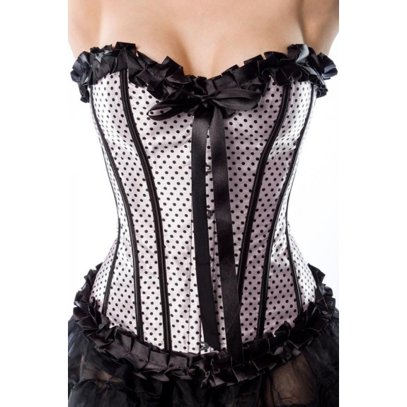 Rockabilly corset zwart-wit gestipt