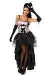 5-delig burlesque kostuum zwart-roze 5-delig burlesque kostuum zwart-roze
