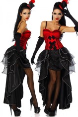 5-delig burlesque kostuum zwart-rood