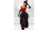 5-delig burlesque kostuum zwart-rood