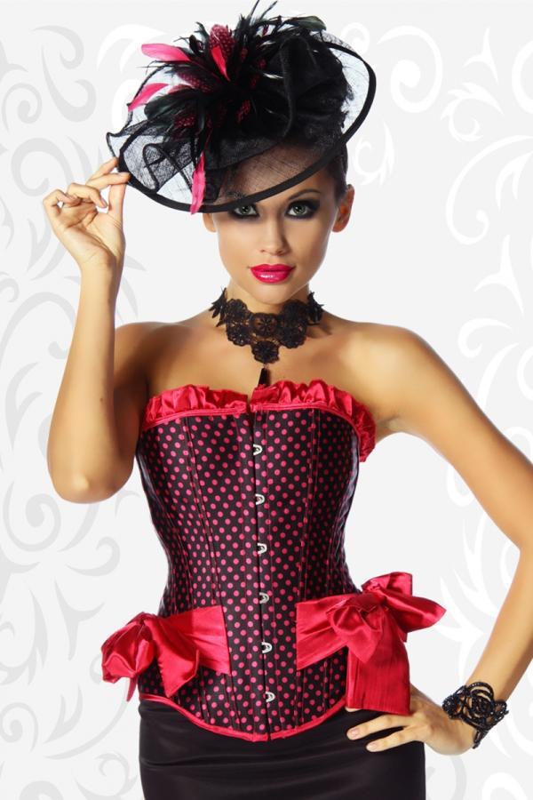 Burlesque corset rood ruches strikken