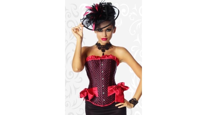 Burlesque corset rood ruches strikken
