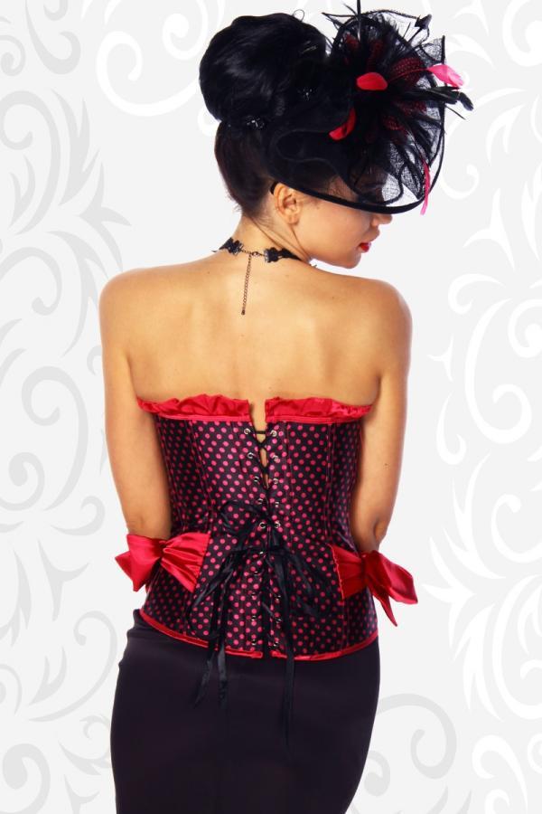 Burlesque corset rood ruches strikken