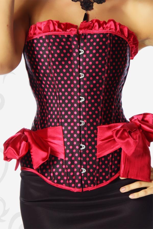 Burlesque corset rood ruches strikken