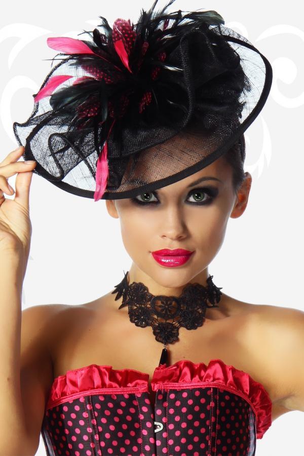 Burlesque corset rood ruches strikken