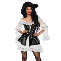 Piraten kostuum leerlook corset