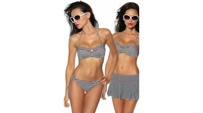 Push-up bikini gestreept zwart-wit