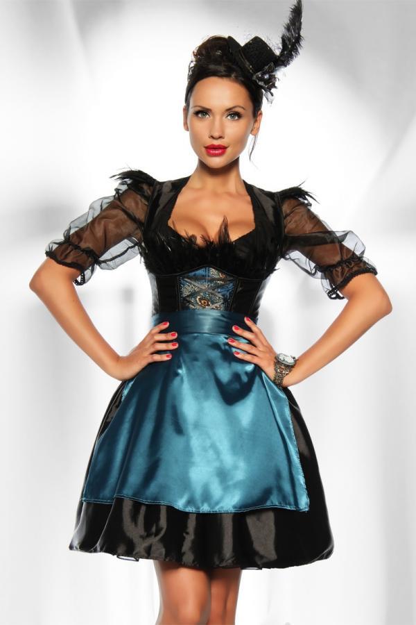 Dirndljurk blauw-zwart