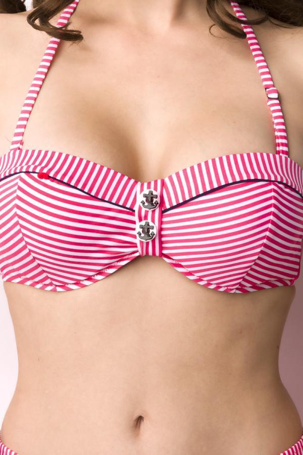 Push-up bikini gestreept rood-wit