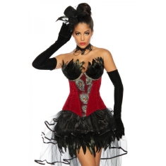 Burlesque corset zwart-rood