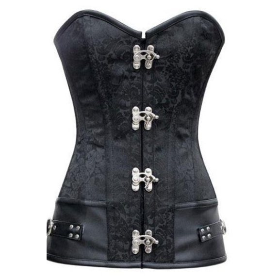 Longline corset met kunstleer