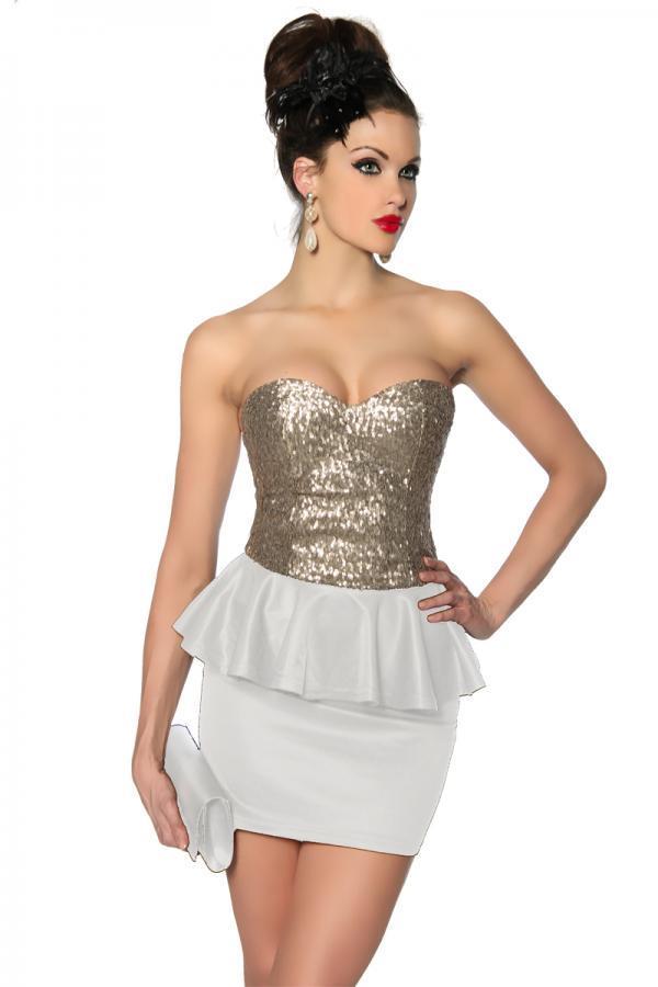 Strapless jurk met pailletten wit