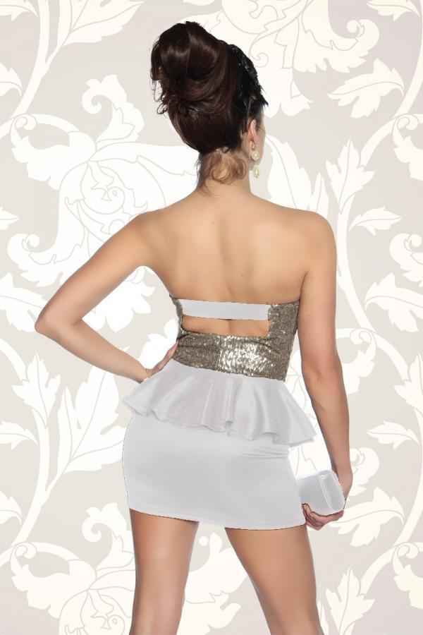 Strapless jurk met pailletten wit