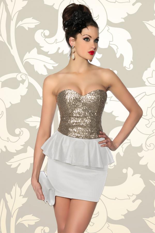 Strapless jurk met pailletten wit