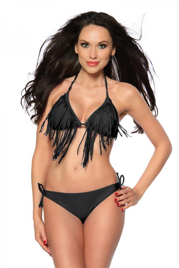 Bikini met franjes zwart