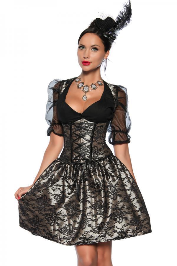 4-delige zwarte dirndl