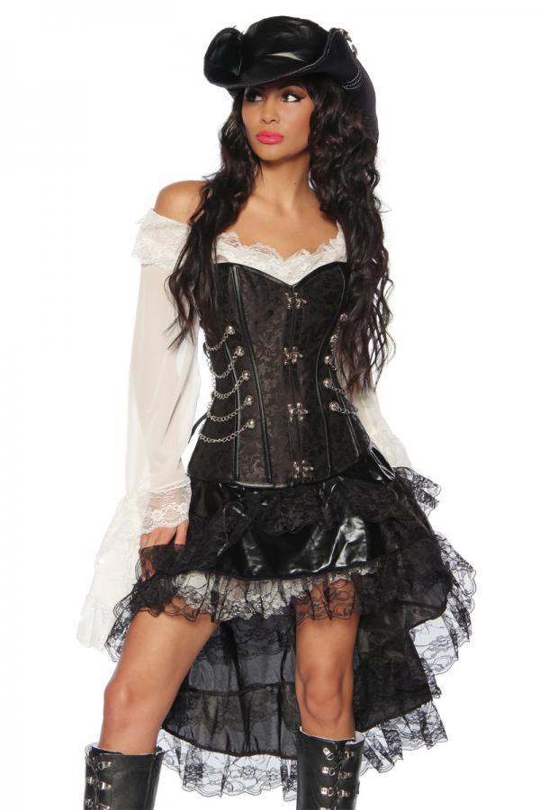 Corset zwart met kettingen