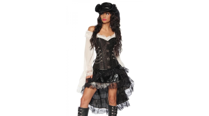 Corset zwart met kettingen