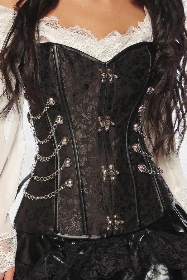 Corset zwart met kettingen