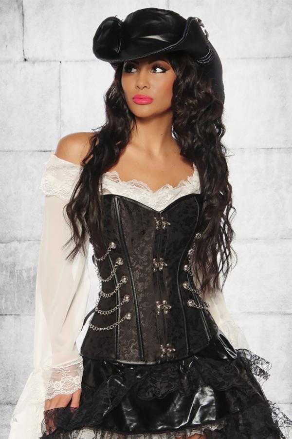 Corset zwart met kettingen