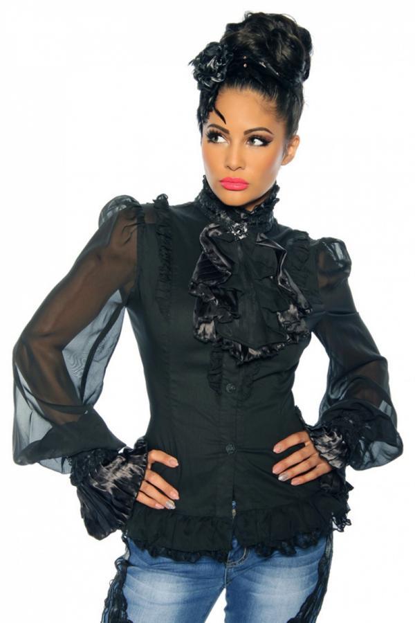 Blouse met jabot zwart