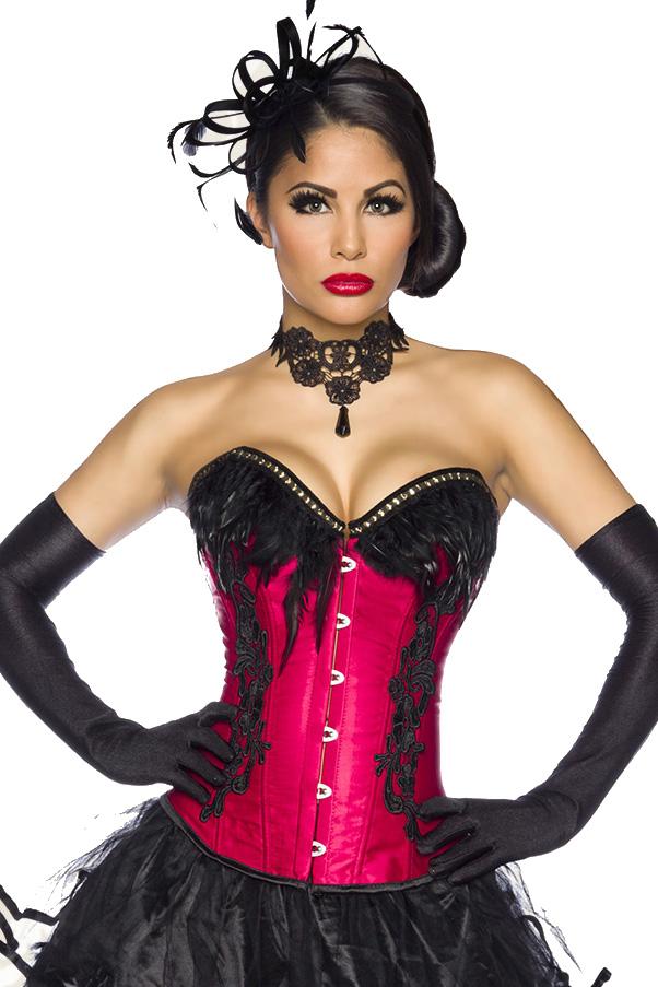 Burlesque corset zwart-rood