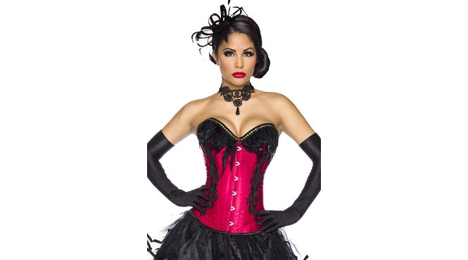 Burlesque corset zwart-rood