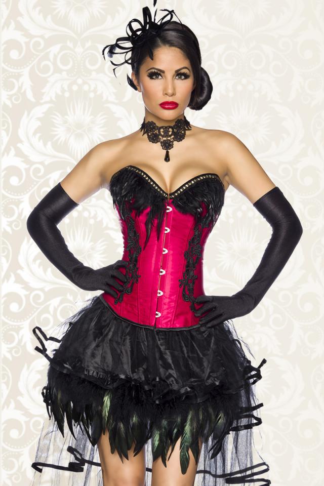 Burlesque corset zwart-rood
