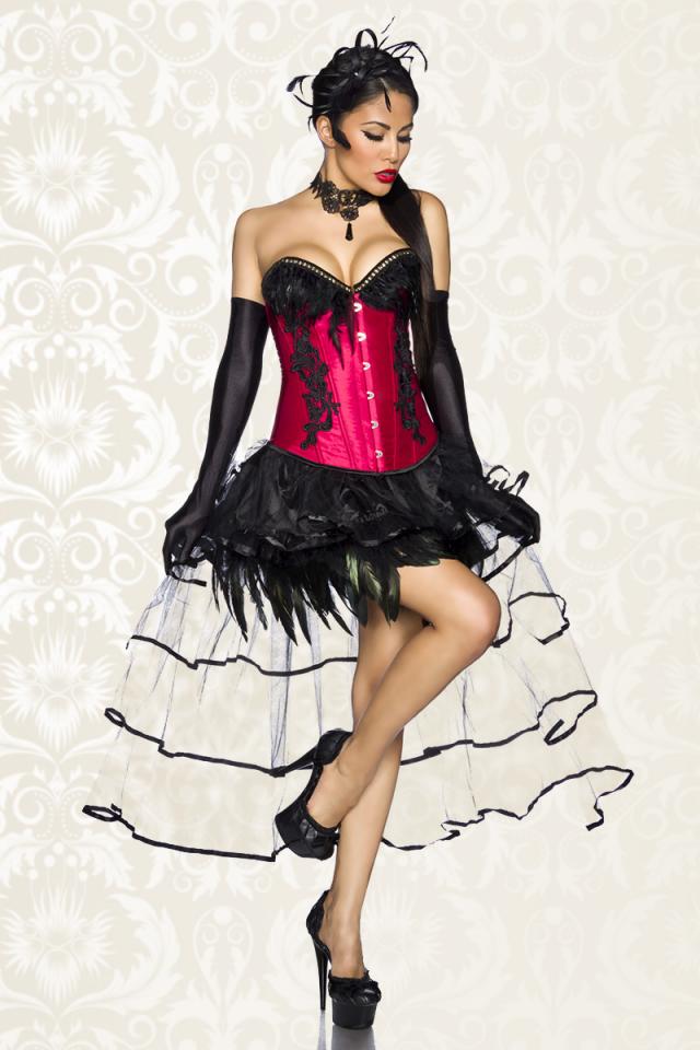 Burlesque corset zwart-rood