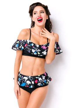 bikini zwart floral