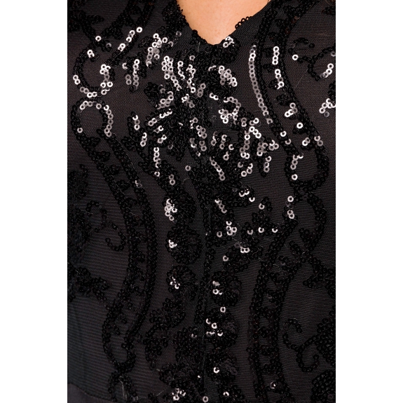 Bodysuit zwart lovertjes top en mouwen
