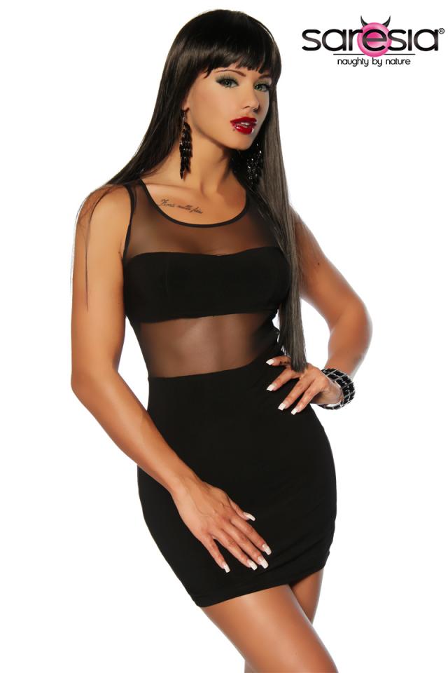 Mini-jurk zwart transparant